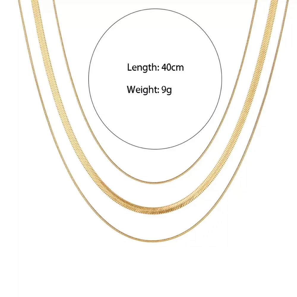New 18K Gold Three Layers Snake Bone Chain Necklace, nice Necklace,cute Necklace - Picture 5 of 5